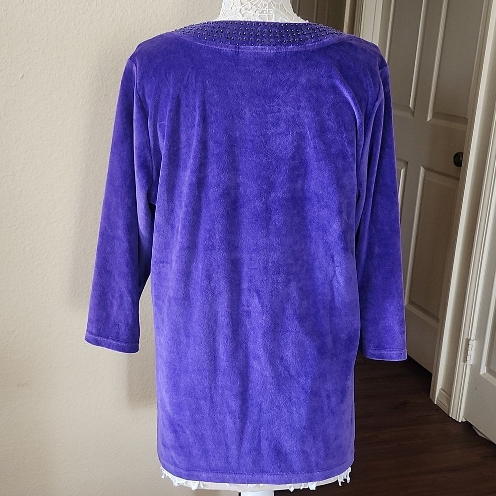 Quacker Factory Velour Top Size Large - Picture 3 of 7